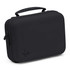 A black first aid kit with a zip closure and a handle, featuring a subtle logo on the front.