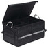 A black storage organiser with multiple compartments, featuring a sturdy lid and side handles. It has a logo on the side.