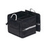 A black boot organiser with two compartments, featuring side pockets and metal handles for easy carrying.