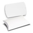 A medium white pillow box with a curved design, featuring a closure on each side and smooth surface.