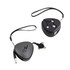 A portable black 3-in-1 retractable charging cable with multiple connector options and a loop for easy carrying.
