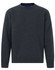 A dark grey crewneck sweatshirt with long sleeves and a simple design. It features a logo on the neckline.