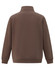A brown 1/2 zip collar fleecy sweat in a plain design, featuring a logo on the back.