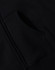 A black full-zip fleecy hoodie featuring a front pocket and stitched detailing. Includes a logo.
