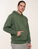 A green adult's close front contrast fleecy hoodie with a front pocket and drawstring hood.