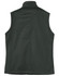 A dark green ladies' softshell hi-tech vest with a collar and no front detailing, featuring a logo.