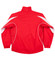 A red track jacket with white accents and a high collar, featuring a logo on the front.