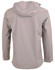 A men's waterproof performance jacket in a light grey colour, featuring a hood and a logo. Back view displayed.