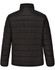 A black men's sustainable insulated puffer jacket with a 3D cut, featuring a sleek, quilted design.
