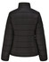 A black sustainable insulated puffer jacket featuring a 3D cut with a quilted design and a high collar.