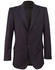 A black men's poly/viscose stretch jacket with a single-breasted design and two front pockets.