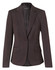 A women's cropped blazer in dark brown with a single button, featuring a sleek, tailored design.