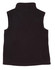 A black ladies' bonded polar fleece vest with a high collar and no sleeves, featuring a branding logo.