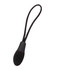 A black changeable zip puller with a looped cord for easy attachment. It has a textured grip for better handling.