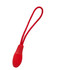 A red changeable zip puller with a looped cord, designed for clothing accessories.