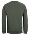 A khaki green jumper with a simple design, featuring a crew neck and long sleeves. It has a logo on the back.