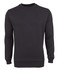 A black jumper with long sleeves and a round neckline, featuring a plain design and a logo.