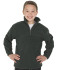 A green polar fleece jacket featuring a half zip design, with a high collar and long sleeves.