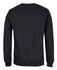 A black jumper with a classic crew neck and long sleeves, featuring a plain back and a branded logo.