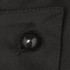 A close-up of a black button on dark fabric, part of a clothing accessory. Features visible stitching and texture.
