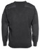 A dark grey knitted jumper featuring leather accents on the shoulders and elbow patches, with a back view.