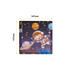 A wooden jigsaw puzzle featuring a smiling astronaut in space, surrounded by colourful planets and stars.
