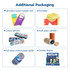 A variety of colourful packaging options, including custom boxes, cards, and envelopes for socks and accessories.