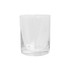 A clear glass whiskey glass with a smooth, cylindrical shape and a subtly thick base.