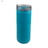 A drink bottle in teal with a textured grip and a clear, twist-on lid. It features a logo on the body.