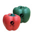A red and green stress ball shaped like capsicum peppers, featuring a logo on the front.