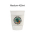 A double wall paper cup in white with a cup sleeve featuring a logo design, holding 420ml.