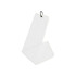 A white waffle golf towel with a hanging clip, featuring a textured fabric design.