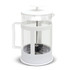 A large Crema Coffee Plunger featuring a clear glass body, white accents, and a plunger mechanism for brewing coffee.
