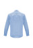 A light blue long sleeve button-up shirt featuring a back yoke and cuffs. Includes a logo.
