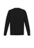 A black knitted jumper with long sleeves and a simple design, featuring a rear view. It has a branding logo.