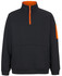 A black fleece jumper with a half-zip front and an orange collar detail. Features a pocket and logo.