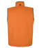 An orange reversible vest with a high collar and a branding logo on the back.