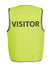 A high-visibility yellow safety vest with reflective edging, featuring the word "VISITOR" prominently on the back.