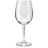 A clear wine glass with a stem, featuring an etched logo and a 430ml capacity.
