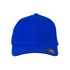 A blue cap with a mesh back and a slight curve in the brim, featuring a logo on the side.