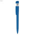 A blue USB pen featuring a solid plastic design with a retractable USB connector.