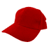 A red brushed cotton baseball cap with a structured front and a curved brim. It features a logo on the side.