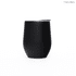 A drink bottle in matte black, featuring a sleek design and a lid, perfect for travel use.