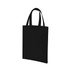 A black tote bag with two shoulder straps and a simple design, featuring a logo.