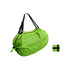 A foldable shoulder bag in vibrant green, featuring adjustable straps and a compact folded version beside it.