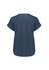 A women's short sleeve blouse in navy blue with rolled sleeves and a relaxed fit, featuring a logo.
