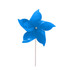 A blue five-leaf pinwheel with a white stick, featuring smooth, curved petals and a central rotation mechanism.