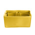 A yellow felt bag organiser with multiple compartments for storage and organisation. It has a simple, soft design.