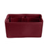 A maroon felt bag organiser with multiple compartments for storage. Features a simple, structured design and includes a logo.