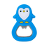 A drink bottle opener shaped like a blue penguin, featuring a white belly and a silver bottle opening edge.